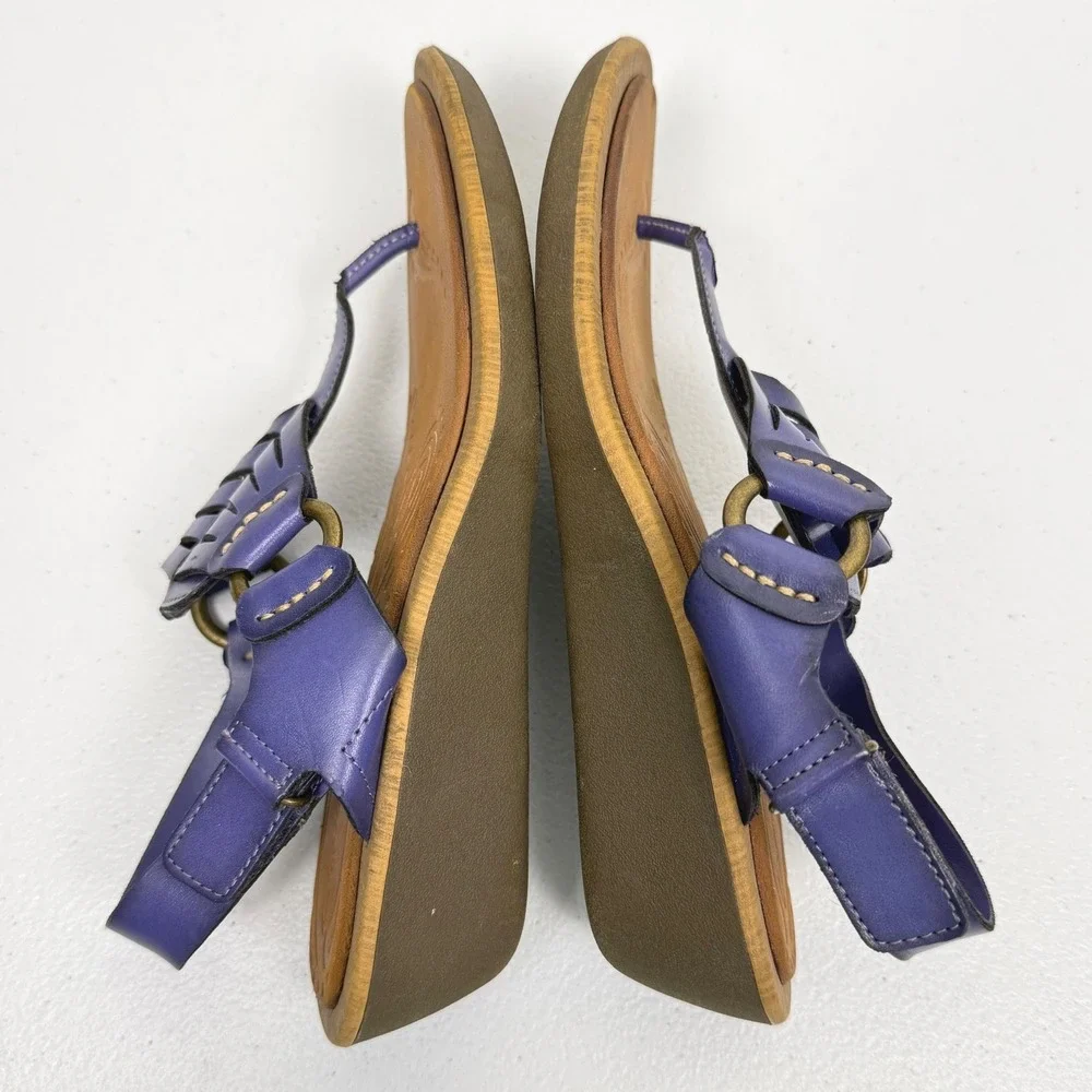 Clarks Women's Lagenlook Purple Laser Cut Wedge‎ Thong Sandals 7.5M 54461